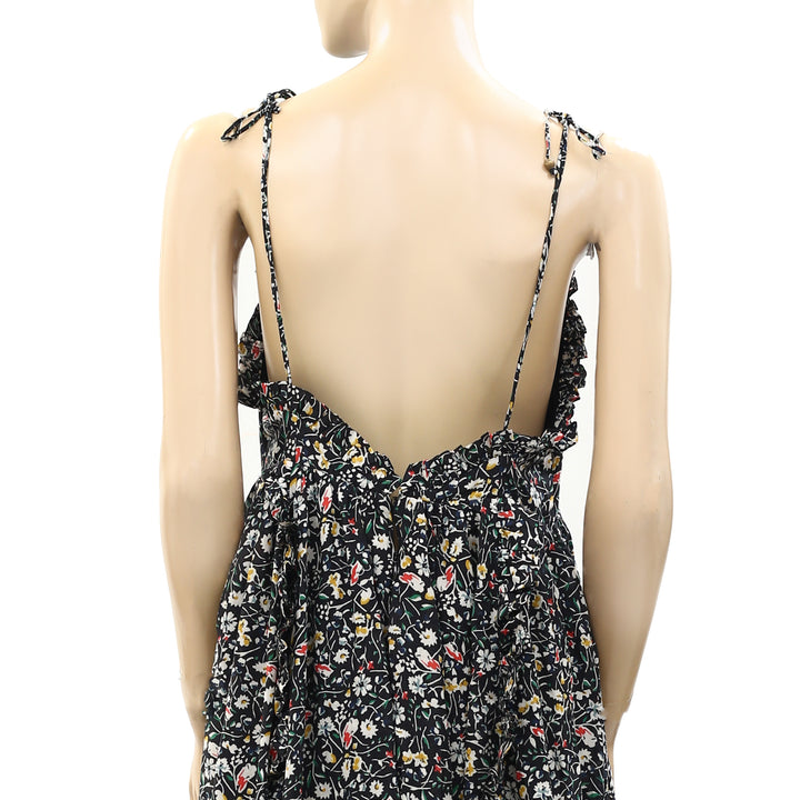 Anthropologie Floral Printed Ruffle Maxi Long Dress