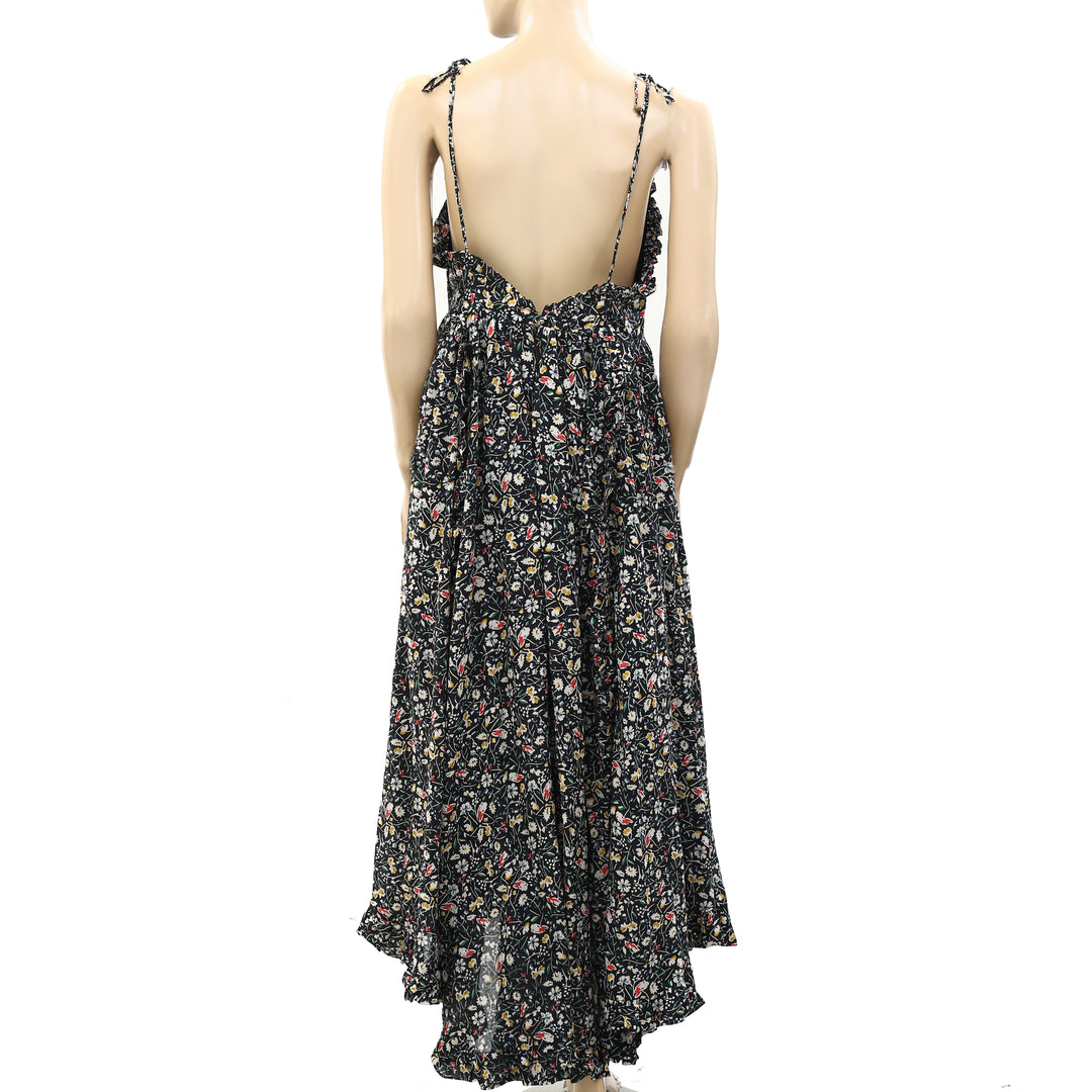 Anthropologie Floral Printed Ruffle Maxi Long Dress
