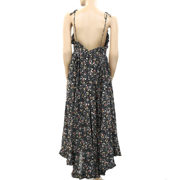 Anthropologie Floral Printed Ruffle Maxi Long Dress