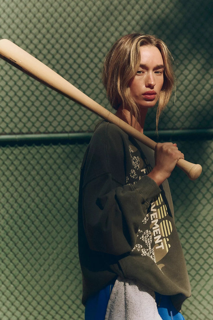 Free People FP Movement All Star Buti Logo Pullover Sweatshirt Top