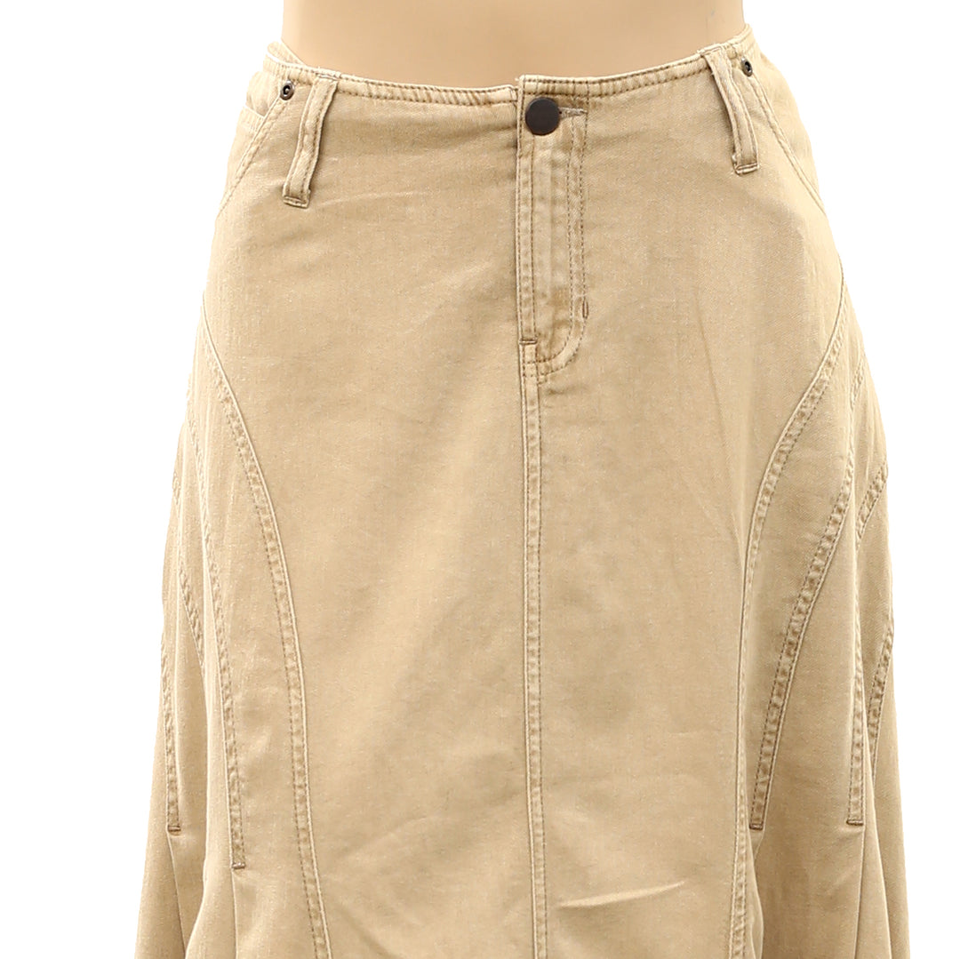 Free People Denim Low-Rise Maxi Skirt