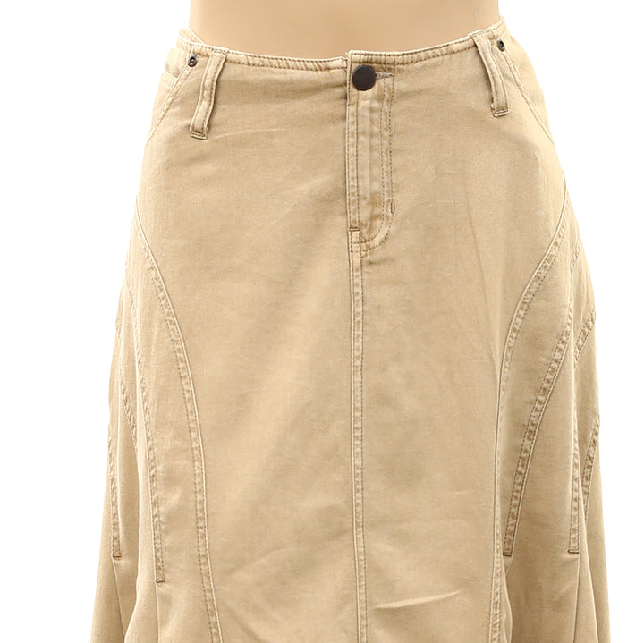 Free People Denim Low-Rise Maxi Skirt
