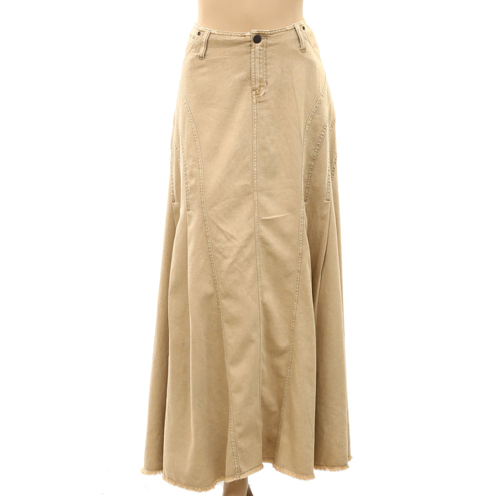 Free People Denim Low-Rise Maxi Skirt