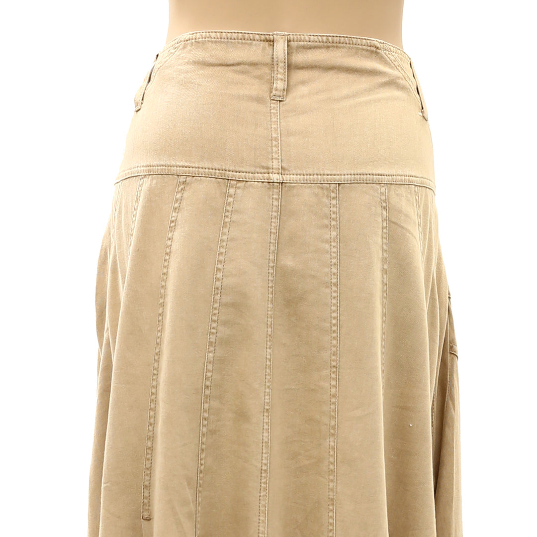 Free People Denim Low-Rise Maxi Skirt