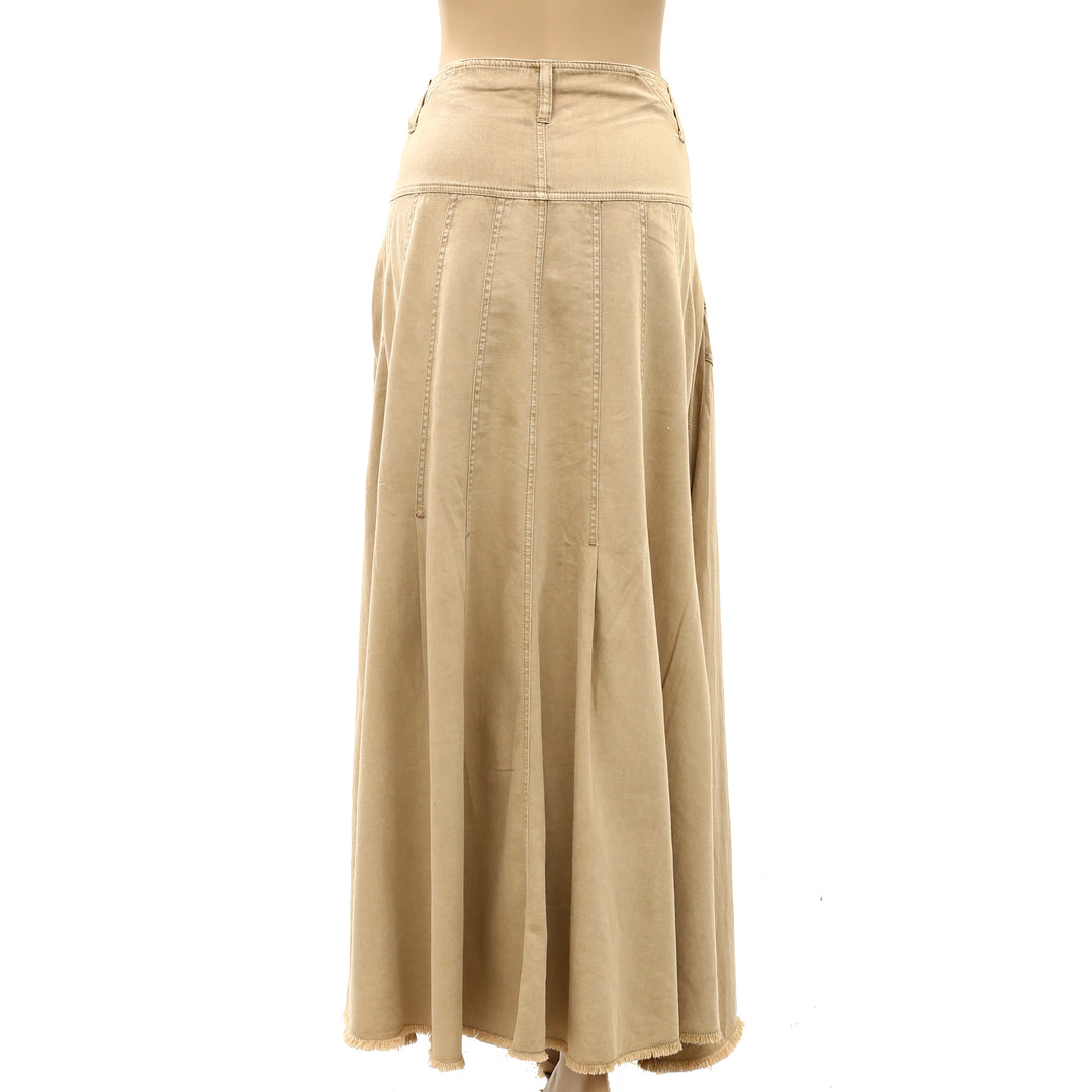 Free People Denim Low-Rise Maxi Skirt