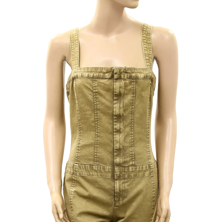 Free People Smocked Boot-cut Sleeveless Jumpsuit Dress
