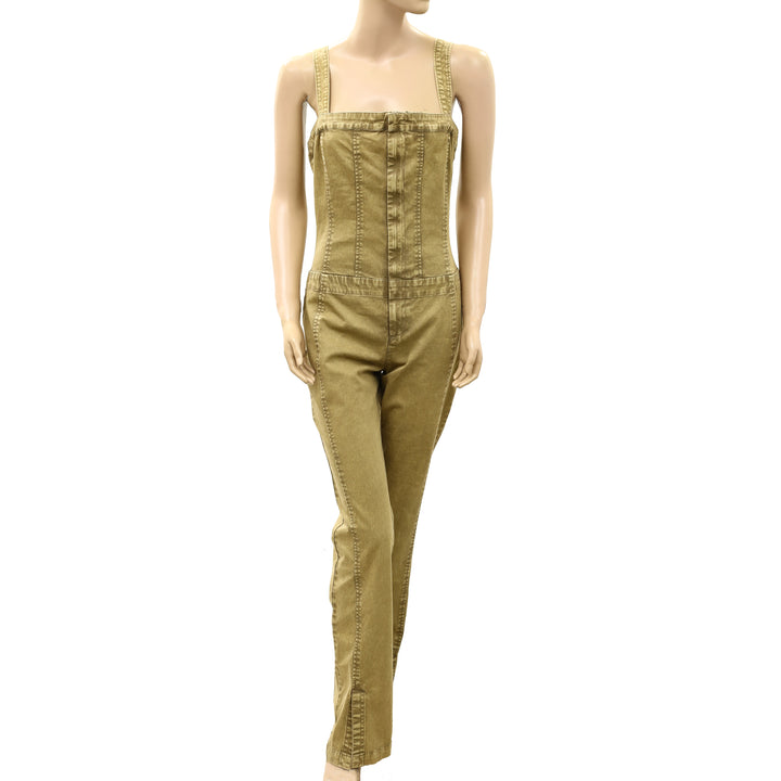 Free People Smocked Boot-cut Sleeveless Jumpsuit Dress