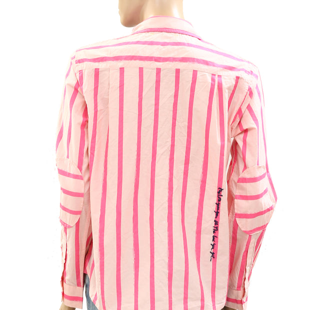 Kerri Rosenthal Pia Wide Striped Printed Shirt Tunic Top