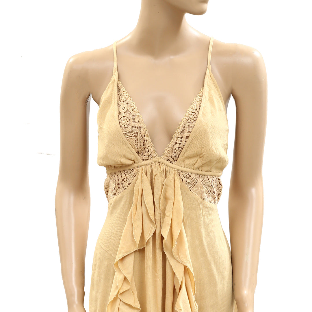 Free People Crochet Lace Midi Slip Dress