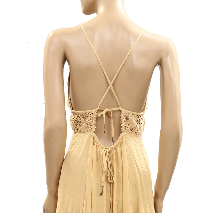 Free People Crochet Lace Midi Slip Dress