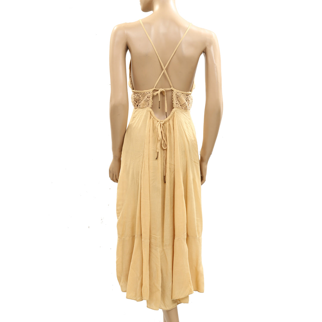 Free People Crochet Lace Midi Slip Dress