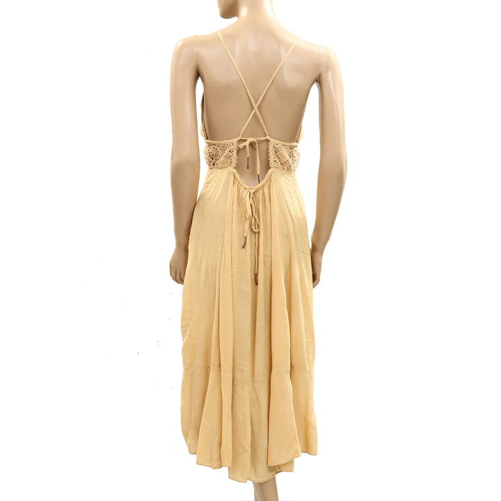Free People Crochet Lace Midi Slip Dress