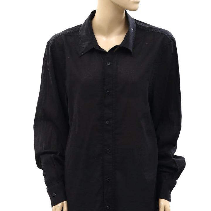 Nili Lotan Solid Buttondown Shirt Tunic Top