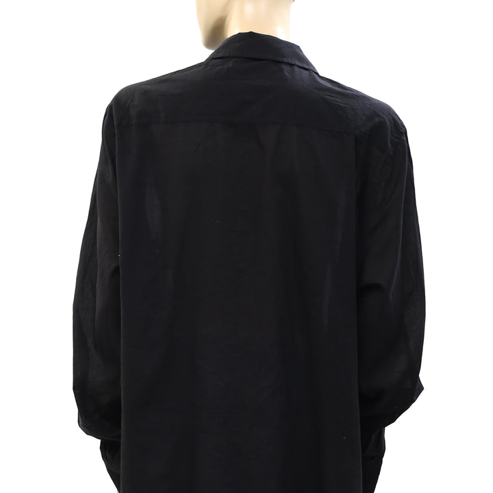 Nili Lotan Solid Buttondown Shirt Tunic Top