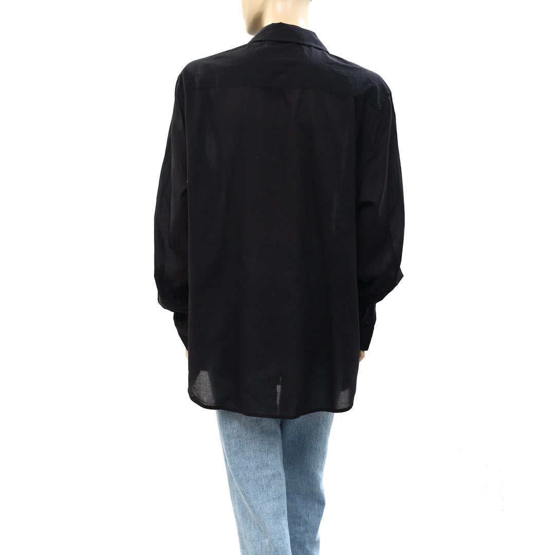 Nili Lotan Solid Buttondown Shirt Tunic Top