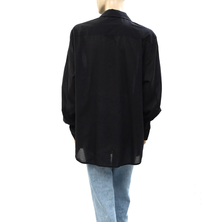 Nili Lotan Solid Buttondown Shirt Tunic Top