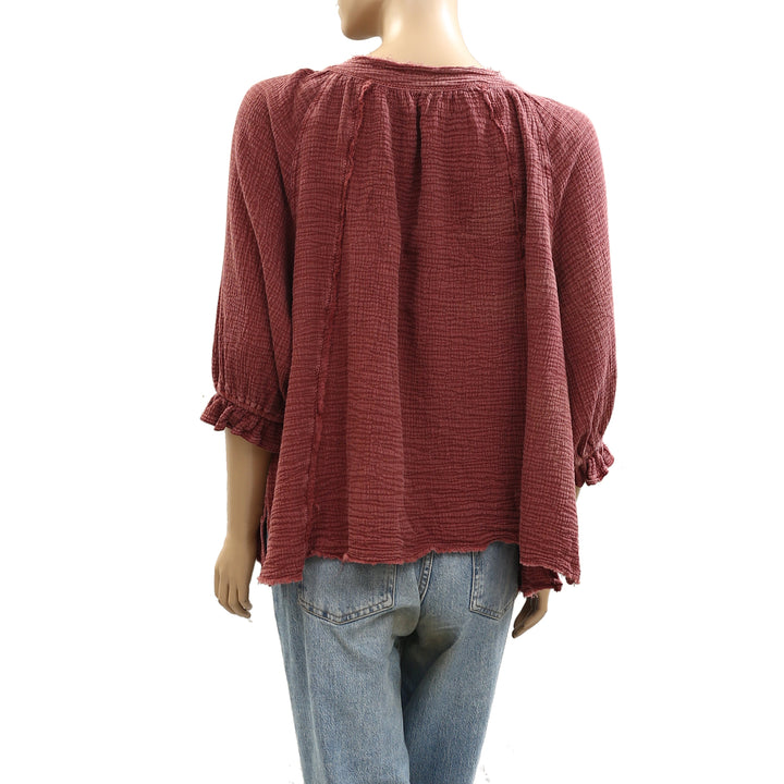 Free People We The Free Lucy Solid Shirt Blouse Top