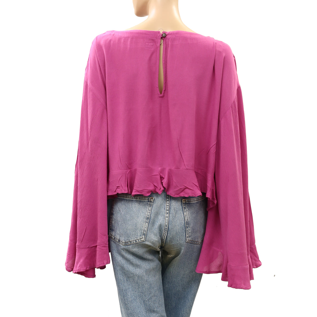 Free People Free Est Delilah Cropped Blouse Top