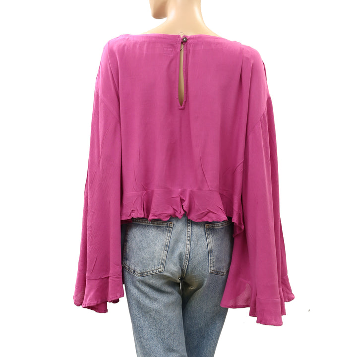 Free People Free Est Delilah Cropped Blouse Top