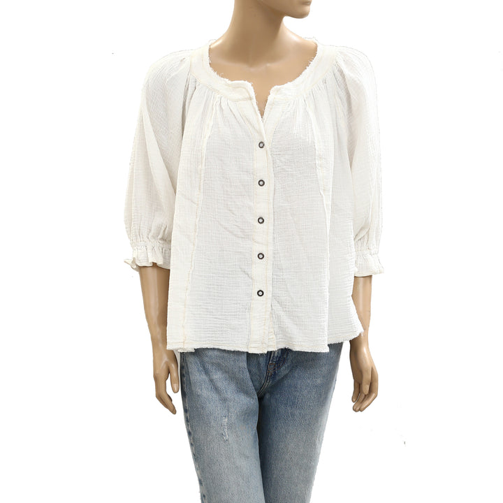 Free People We The Free Lucy Solid Shirt Blouse Top