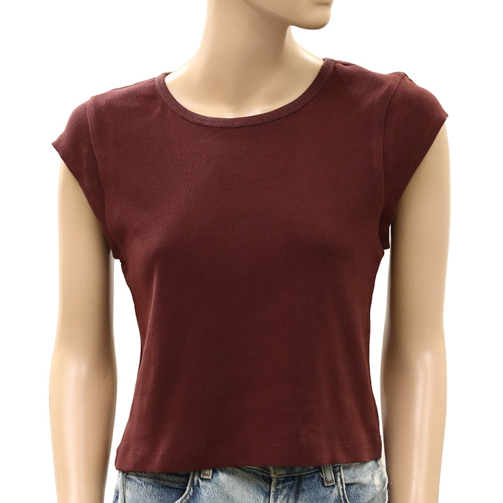 Free People Free-Est Ribbed Cap Sleeves Blouse Top