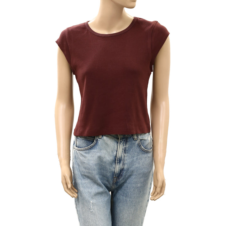 Free People Free-Est Ribbed Cap Sleeves Blouse Top