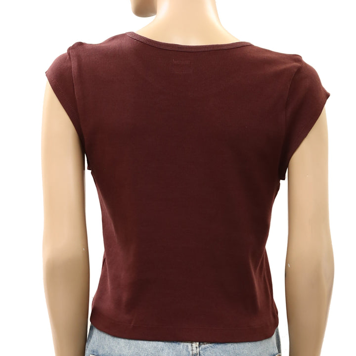 Free People Free-Est Ribbed Cap Sleeves Blouse Top