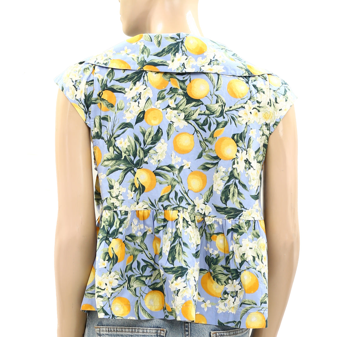 Anthropologie high quality Maeve Meadowsweet Yellow Floral High Neck Blouse Size 16