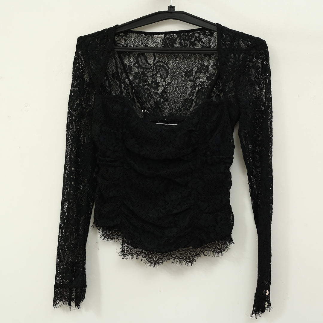 Free People Paloma Lace Blouse Top