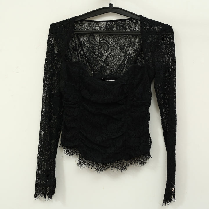 Free People Paloma Lace Blouse Top