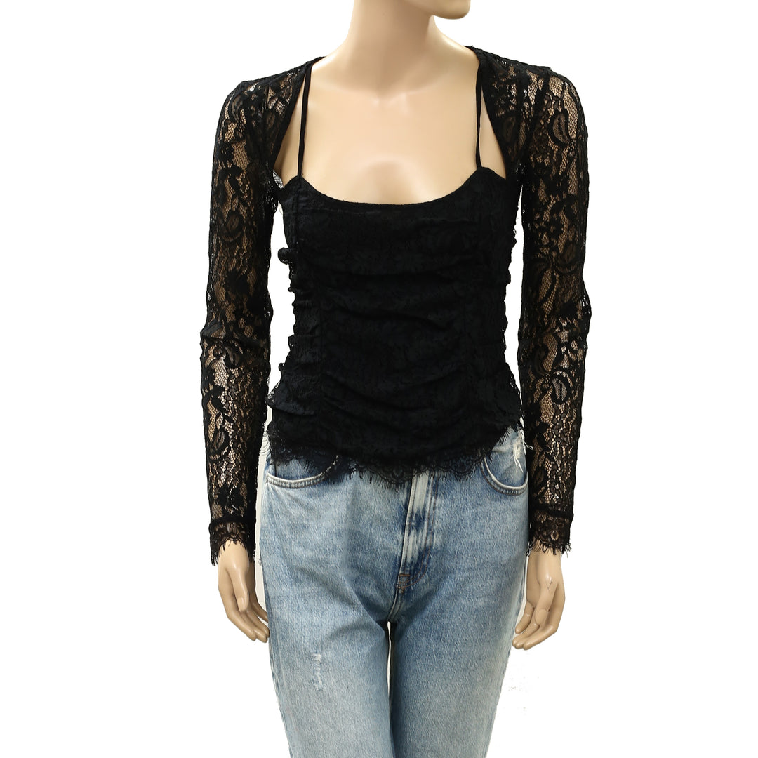 Free People Paloma Lace Blouse Top