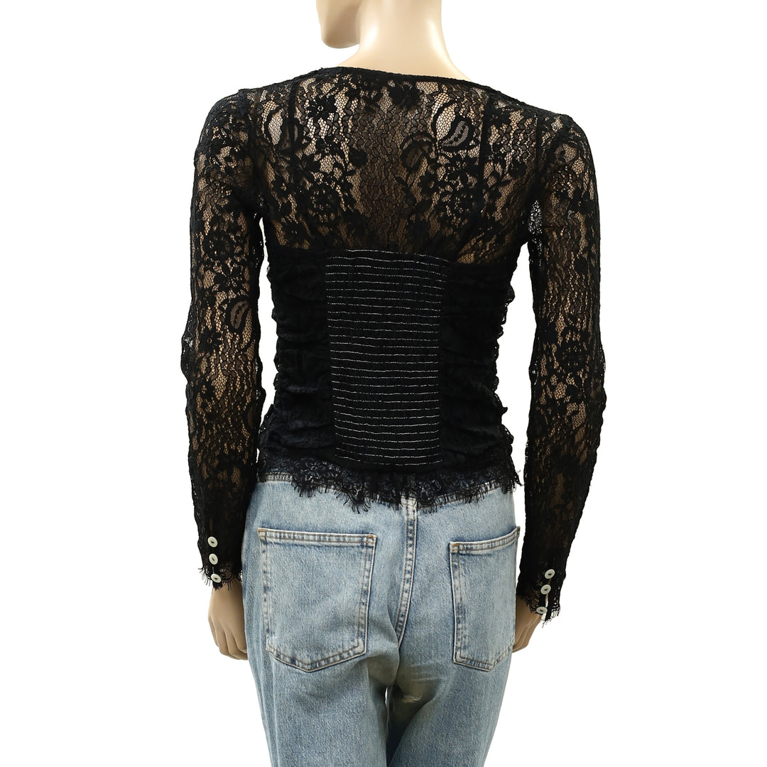 Free People Paloma Lace Blouse Top