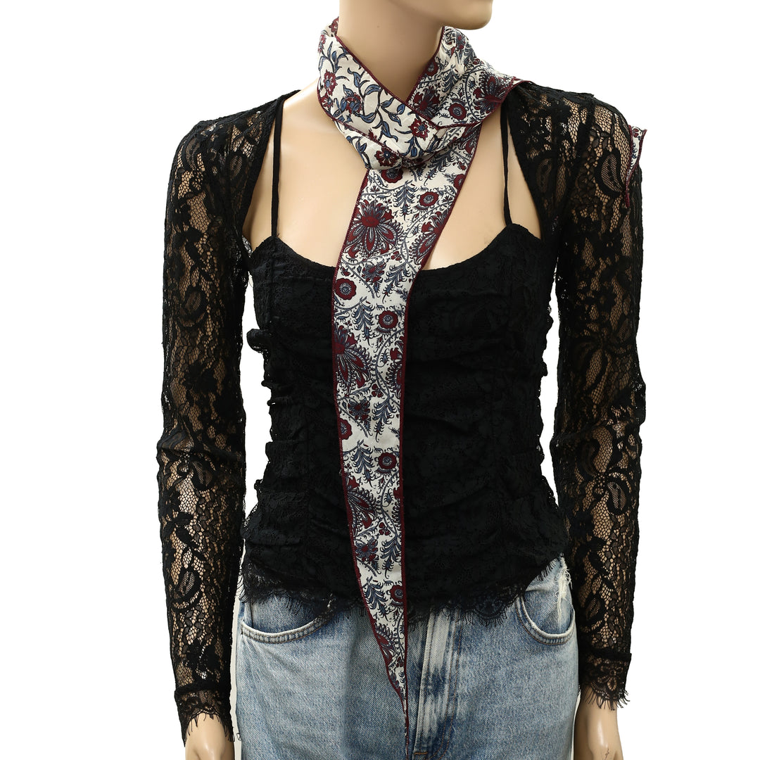 Free People Tilly Skinny Silk Convertible Scarf Neck Handbag Print