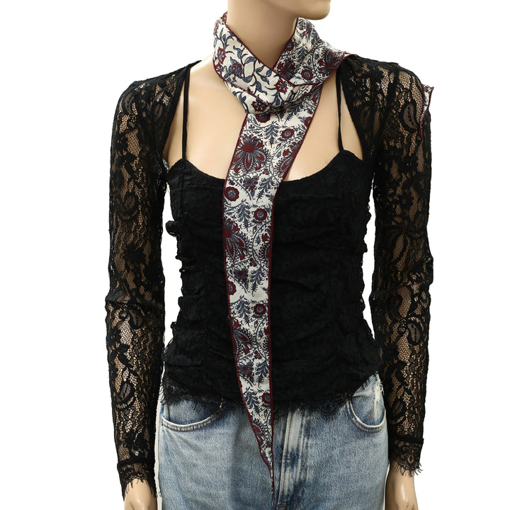 Free People Tilly Skinny Silk Convertible Scarf Neck Handbag Print
