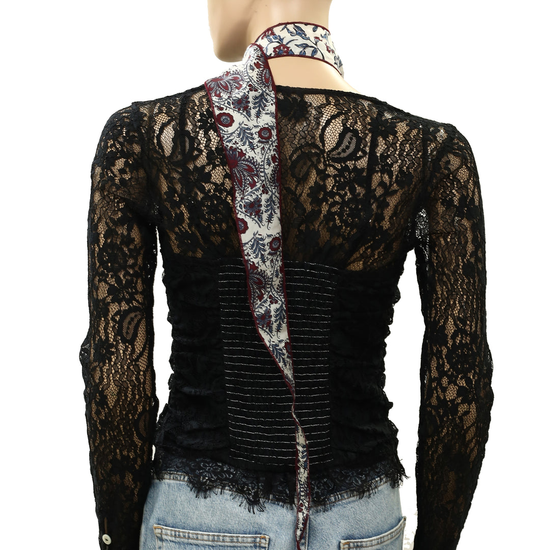 Free People Tilly Skinny Silk Convertible Scarf Neck Handbag Print