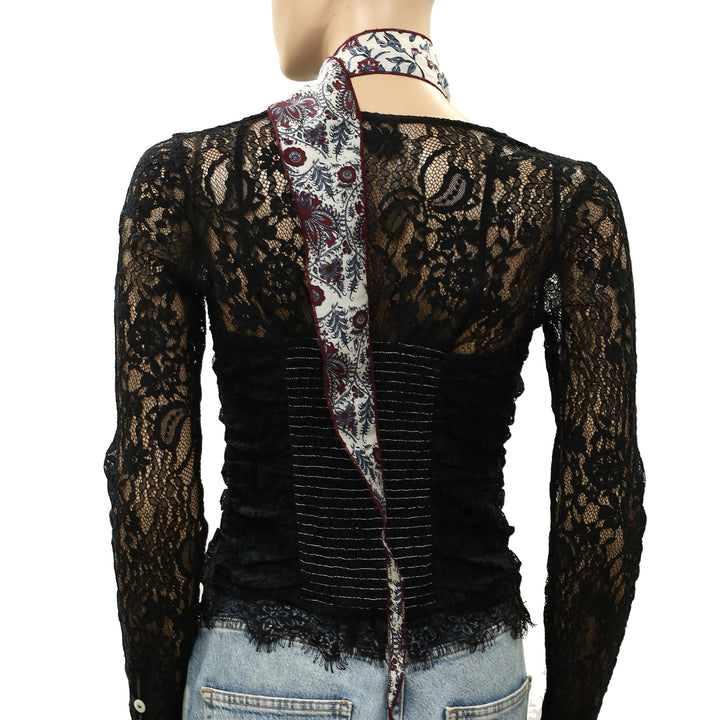 Free People Tilly Skinny Silk Convertible Scarf Neck Handbag Print