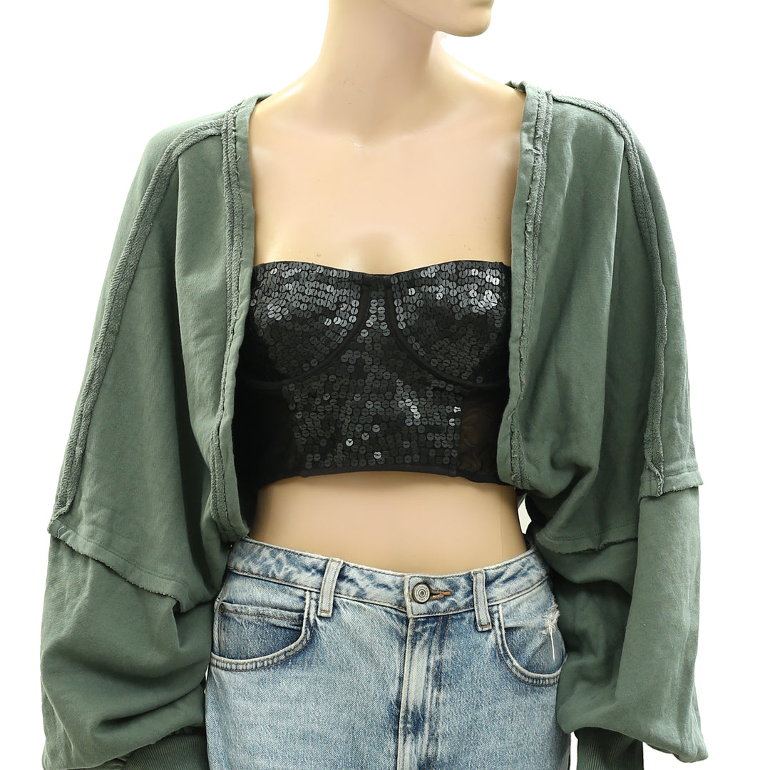 Free People Shrug It Off Sweatshirt Cropped Top