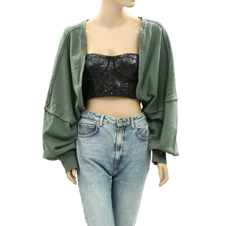 Free People Shrug It Off Sweatshirt Cropped Top