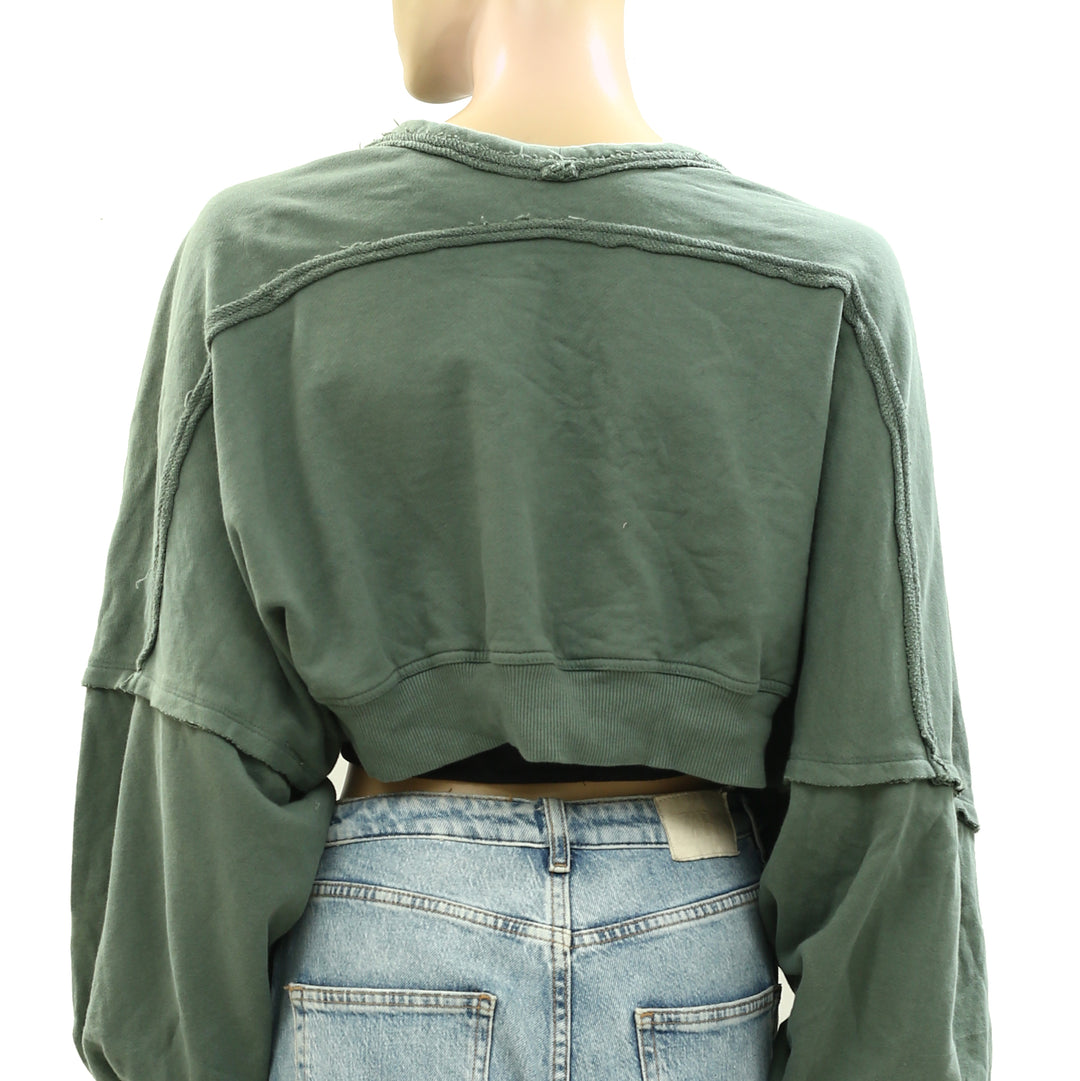 Free People Shrug It Off Sweatshirt Cropped Top