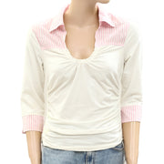 Maeve Anthropologie Collared Scoop-Neck Blouse Top