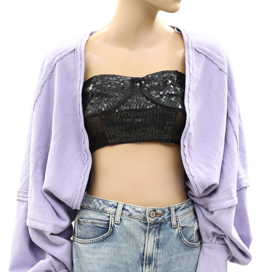 Free People Shrug It Off Sweatshirt Cropped Top