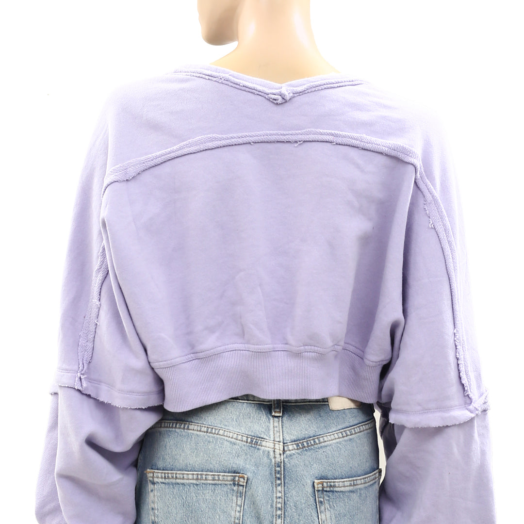 Free People Shrug It Off Sweatshirt Cropped Top