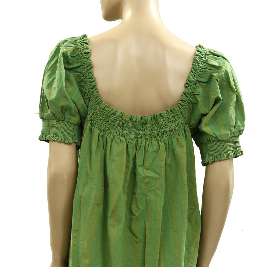 Free People Est Mila Mini Dress Smocked Puff Sleeve Shift