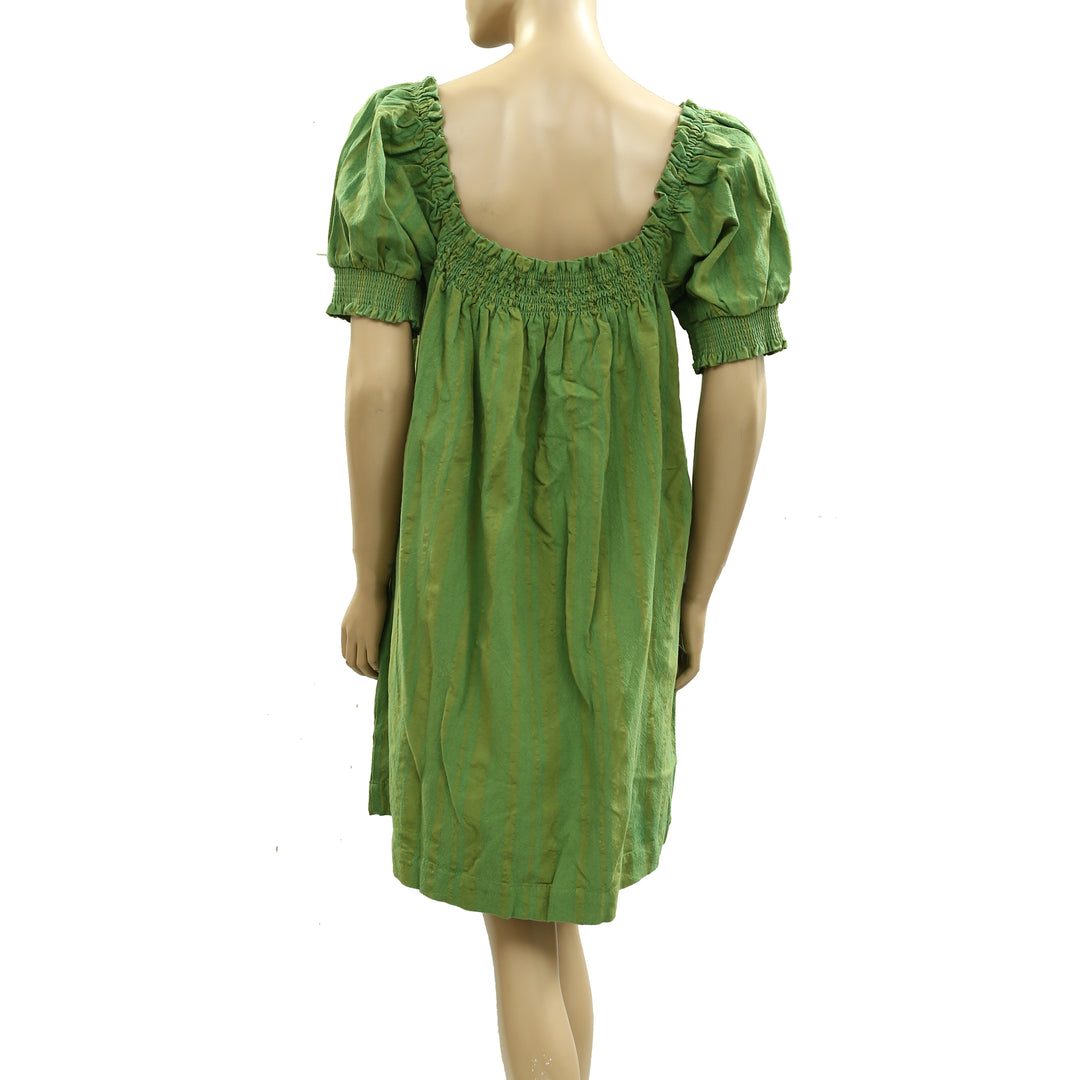 Free People Est Mila Mini Dress Smocked Puff Sleeve Shift
