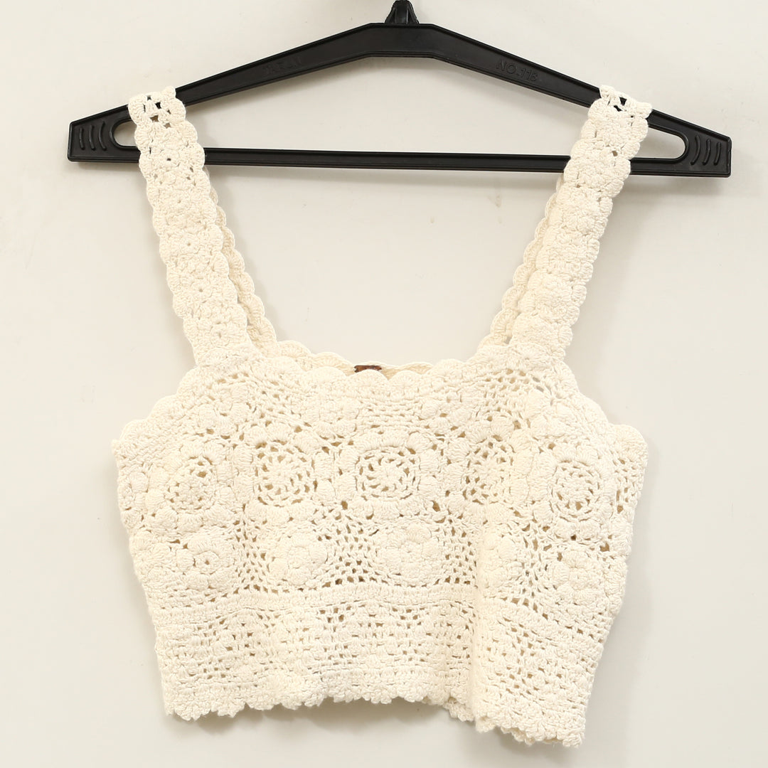 Free People Lost In Your Eyes Cropped Blouse Top