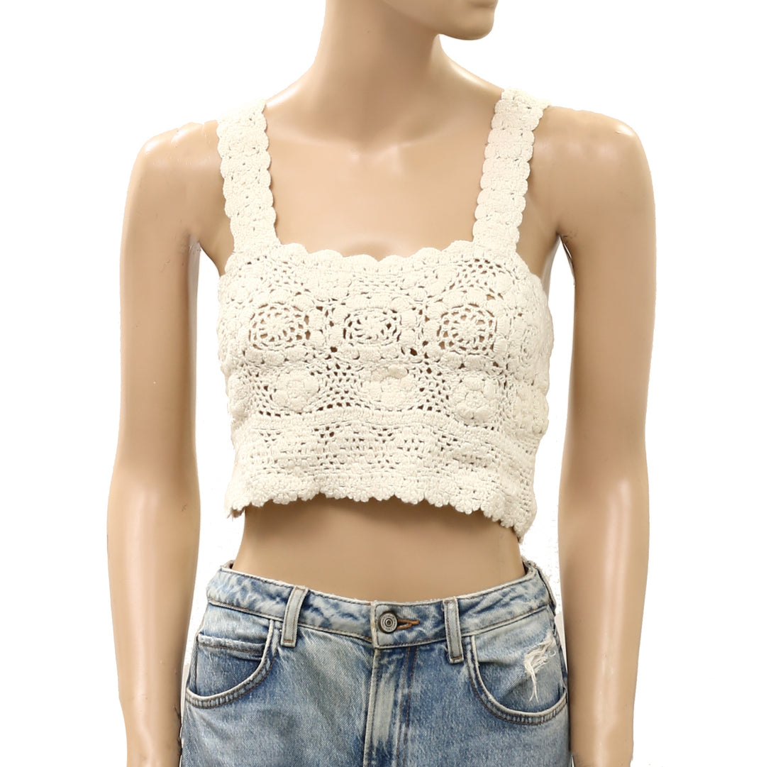 Free People Lost In Your Eyes Cropped Blouse Top