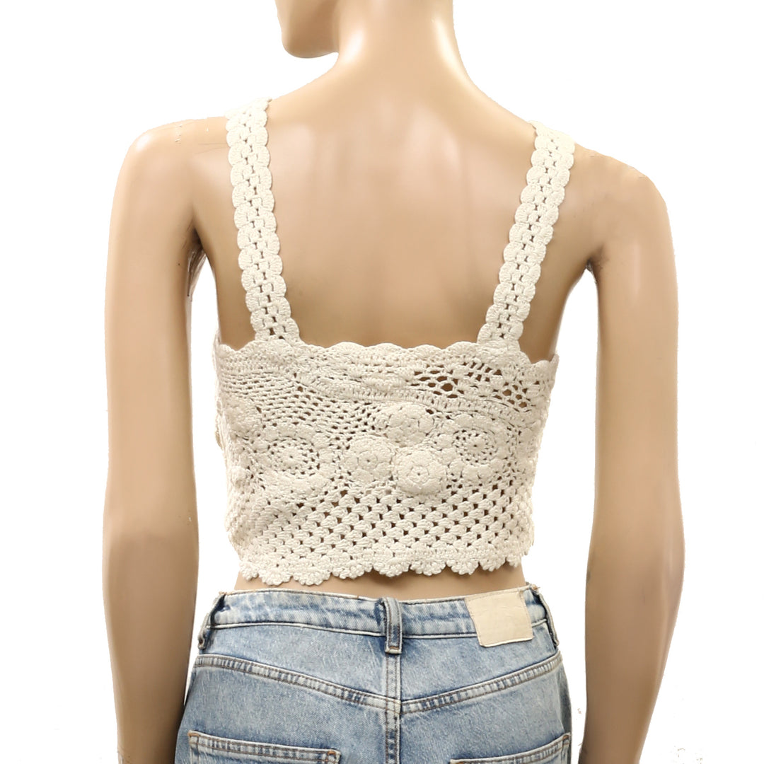 Free People Lost In Your Eyes Cropped Blouse Top