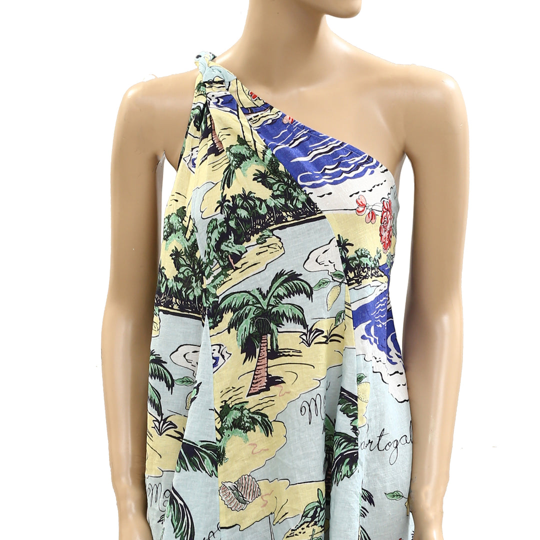 Celandine Anthropologie Asymmetrical Linen Blend Mini Dress