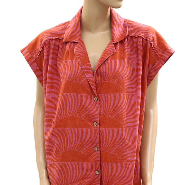 Free People We The Free Sun Splash Printed Shirt Tunic Top