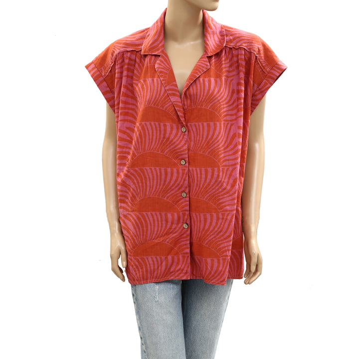 Free People We The Free Sun Splash Printed Shirt Tunic Top